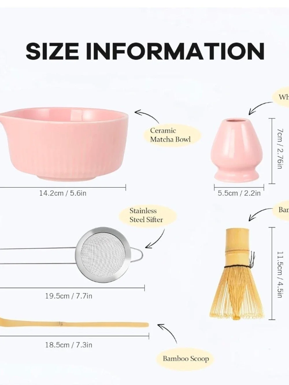 Pink Matcha Tea Set – Ceramic Bowl, Whisk & Scoop